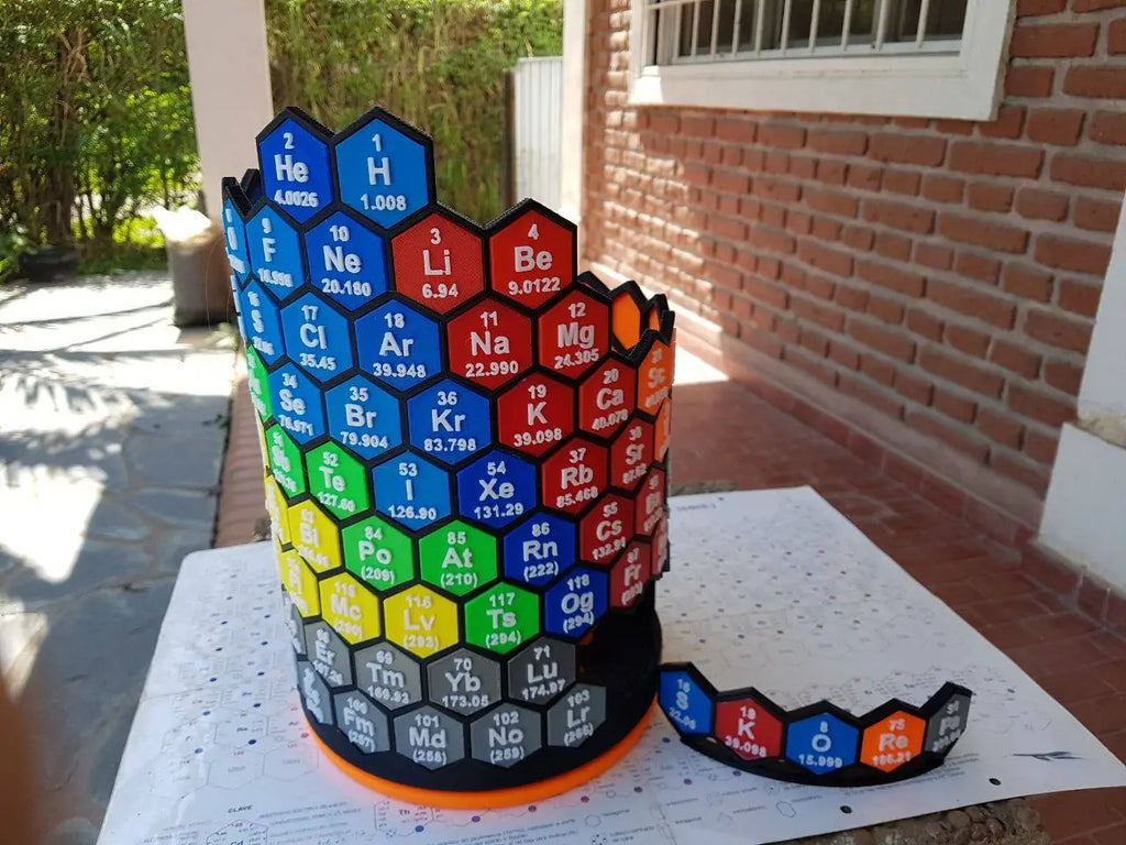 Cylindrical 3D Printed Periodic Table