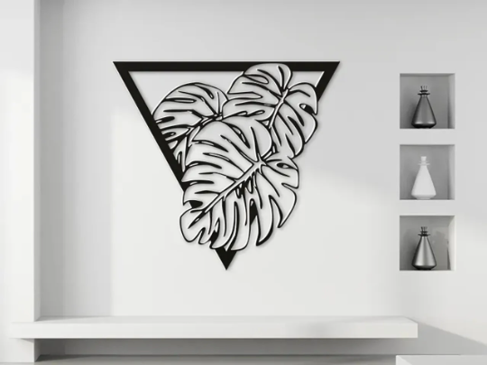 Monstera Leaves Wall Art 3D Printed