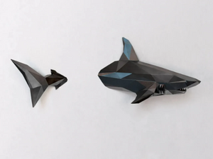 Low Poly Wall Shark Wall Art 3D Printed