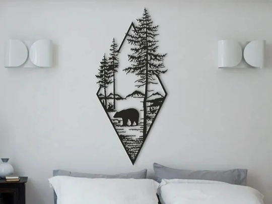 Bear in the woods Wall Art 3D Printed